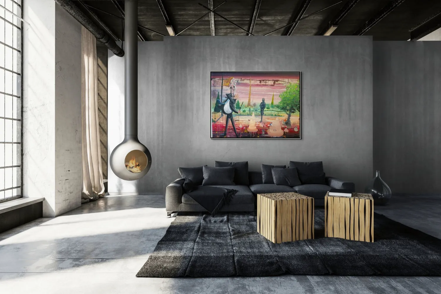 Roman Trabura – obraz Dirigent, akryl na plátně, 180 × 150 cm, 2025