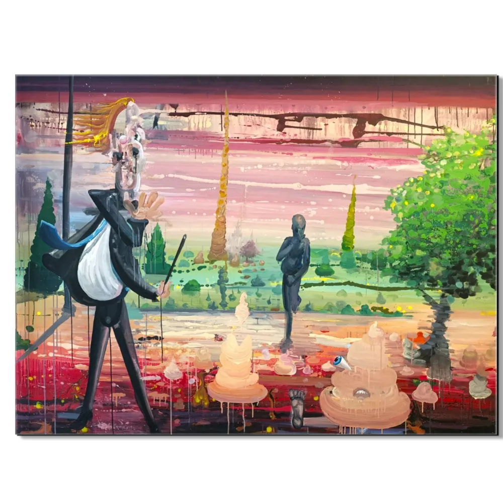 Roman Trabura – obraz Dirigent, akryl na plátně, 180 × 150 cm, 2025