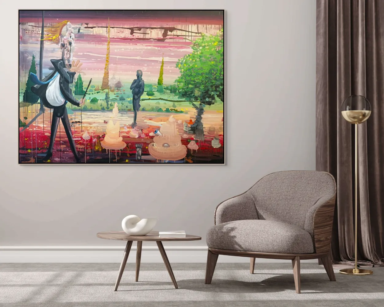 Roman Trabura – obraz Dirigent, akryl na plátně, 180 × 150 cm, 2025