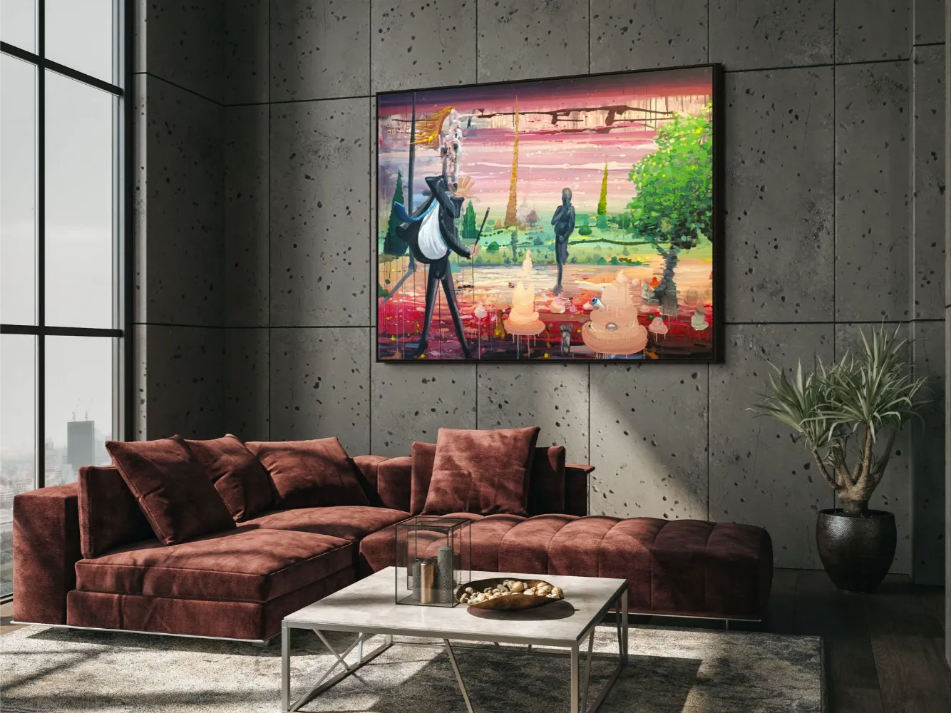 Roman Trabura – obraz Dirigent, akryl na plátně, 180 × 150 cm, 2025