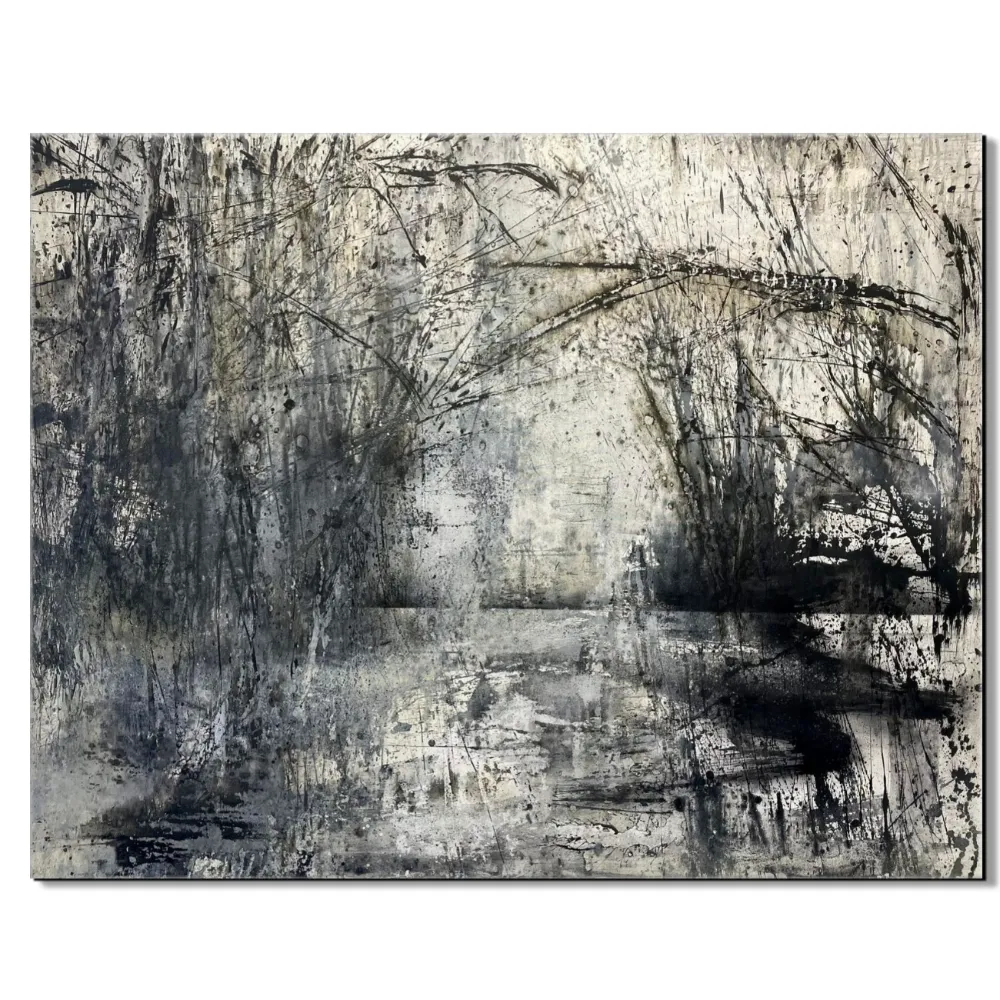Andrzej Cieślar – obraz Řeka, akrylová malba na plátně 120 × 110 cm z roku 2025