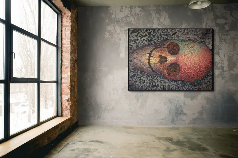 Umělec Roman Trabura – obraz Metamorfoza, akryl na plátně, 200 × 150 cm, 2023