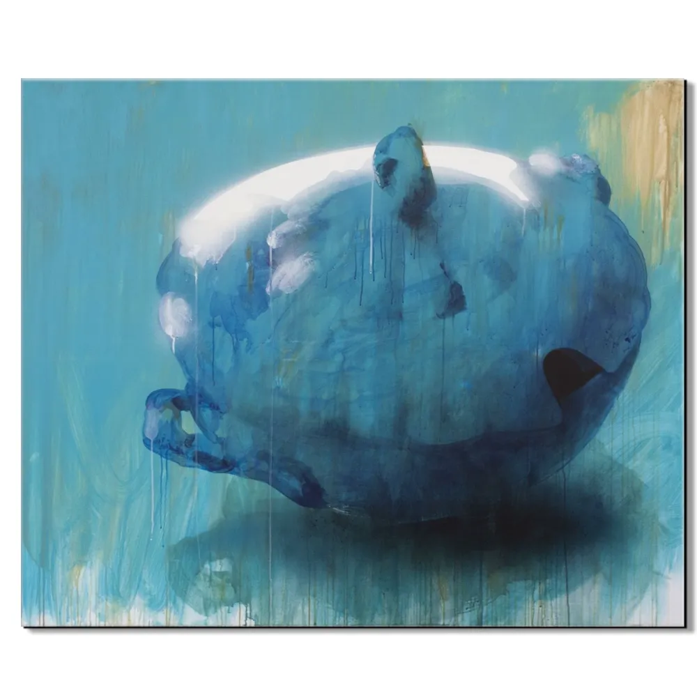 Libor Lípa – Polévková mísa modrá, akryl na plátně, 150 × 120 cm (2021)